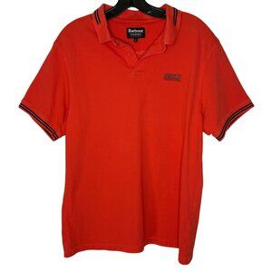 Barbour International Mens Polo Shirt XL 100% Cotton Tipped Striped Collar